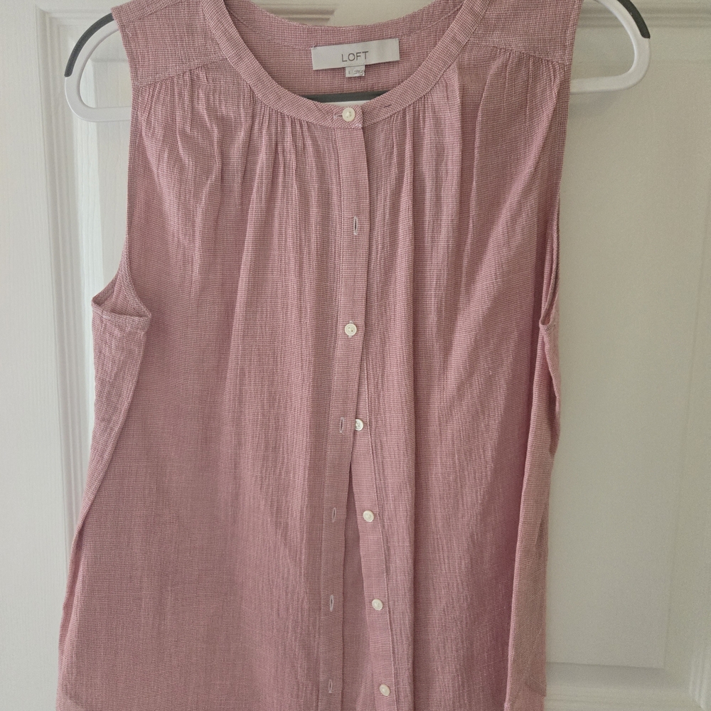 LOFT Red Sleeveless Relaxed Blouse